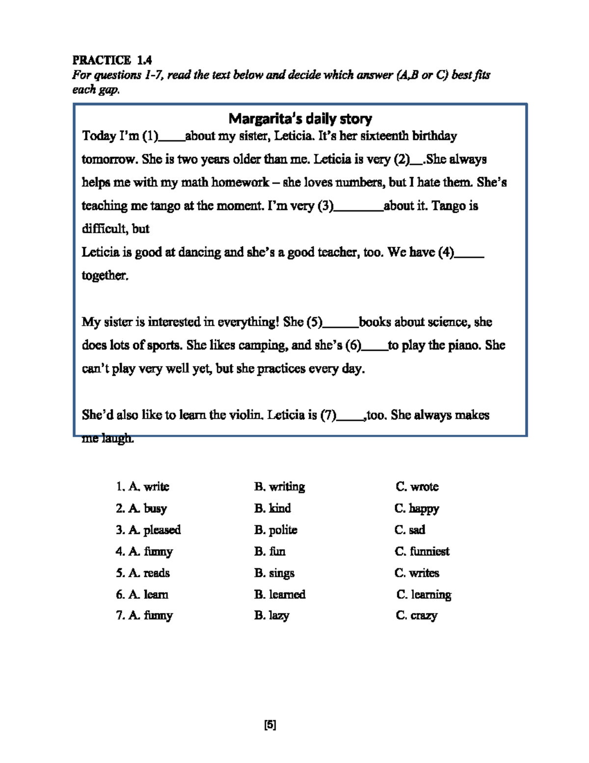 Reading practice a2 tin practice 1 for questions read the text below