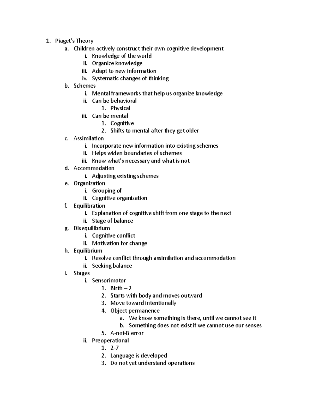 CH 6 notes - EDPS - Masterson - 1. Piaget’s Theory a. Children actively ...