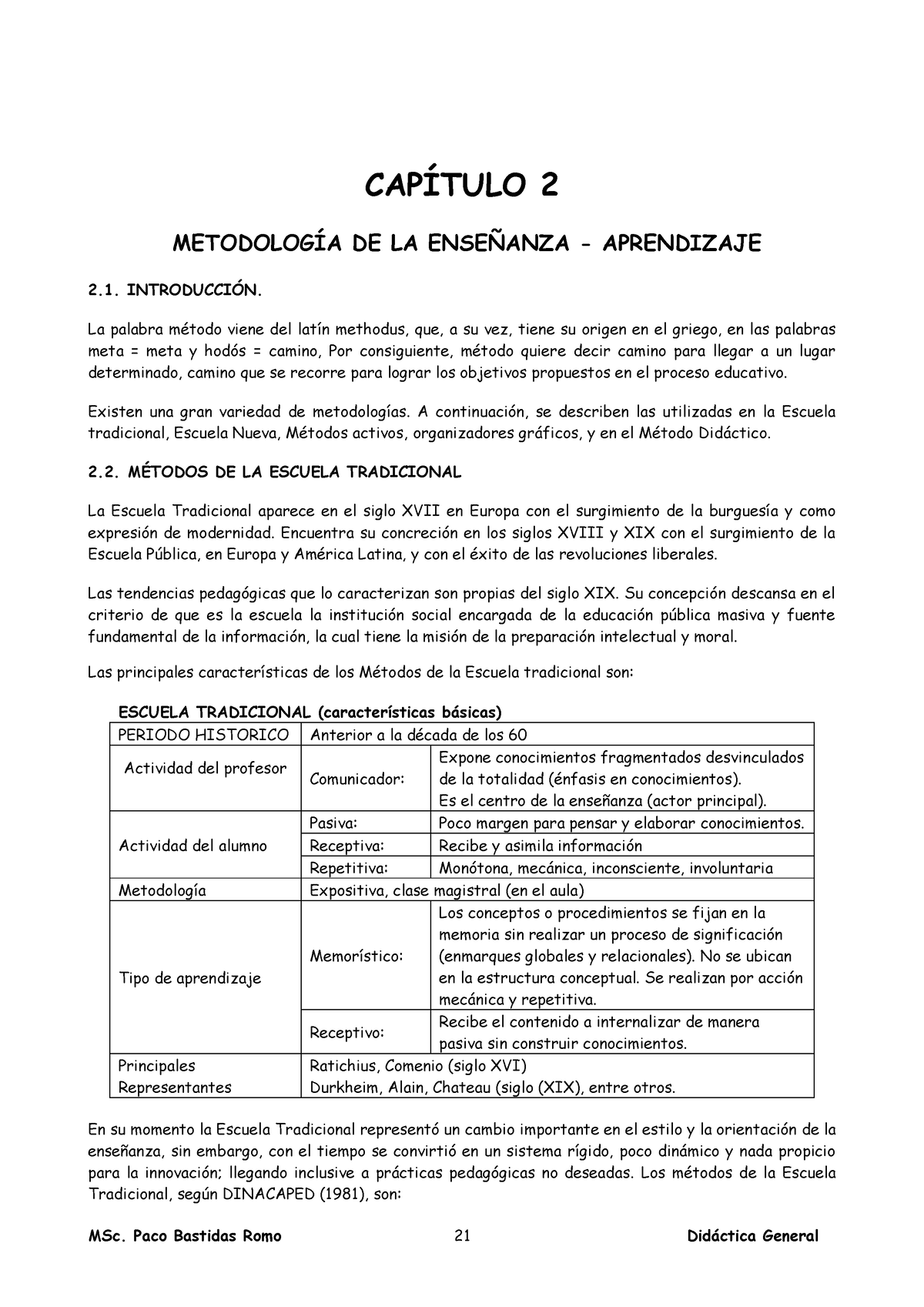 CAP - 02 Metodología DE LA E-A - CAPÕTULO 2 METODOLOGÕA DE LA ENSE—ANZA ...