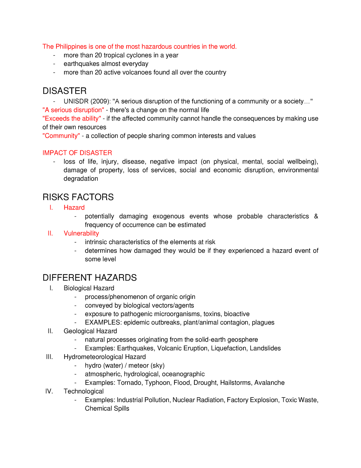 DRRR 1ST Quarter Notes - The Philippines is one of the most hazardous ...