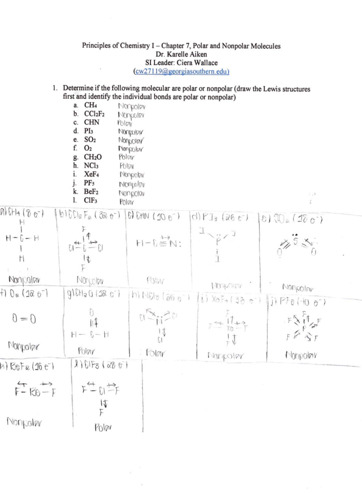 Ch.7 Polar and Nonpolar Molecules - Principles of Chemistry I - Chapter ...