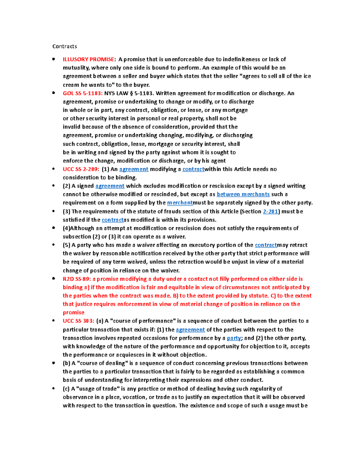 Flashcard list notes Contracts ILLUSORY PROMISE A promise that is