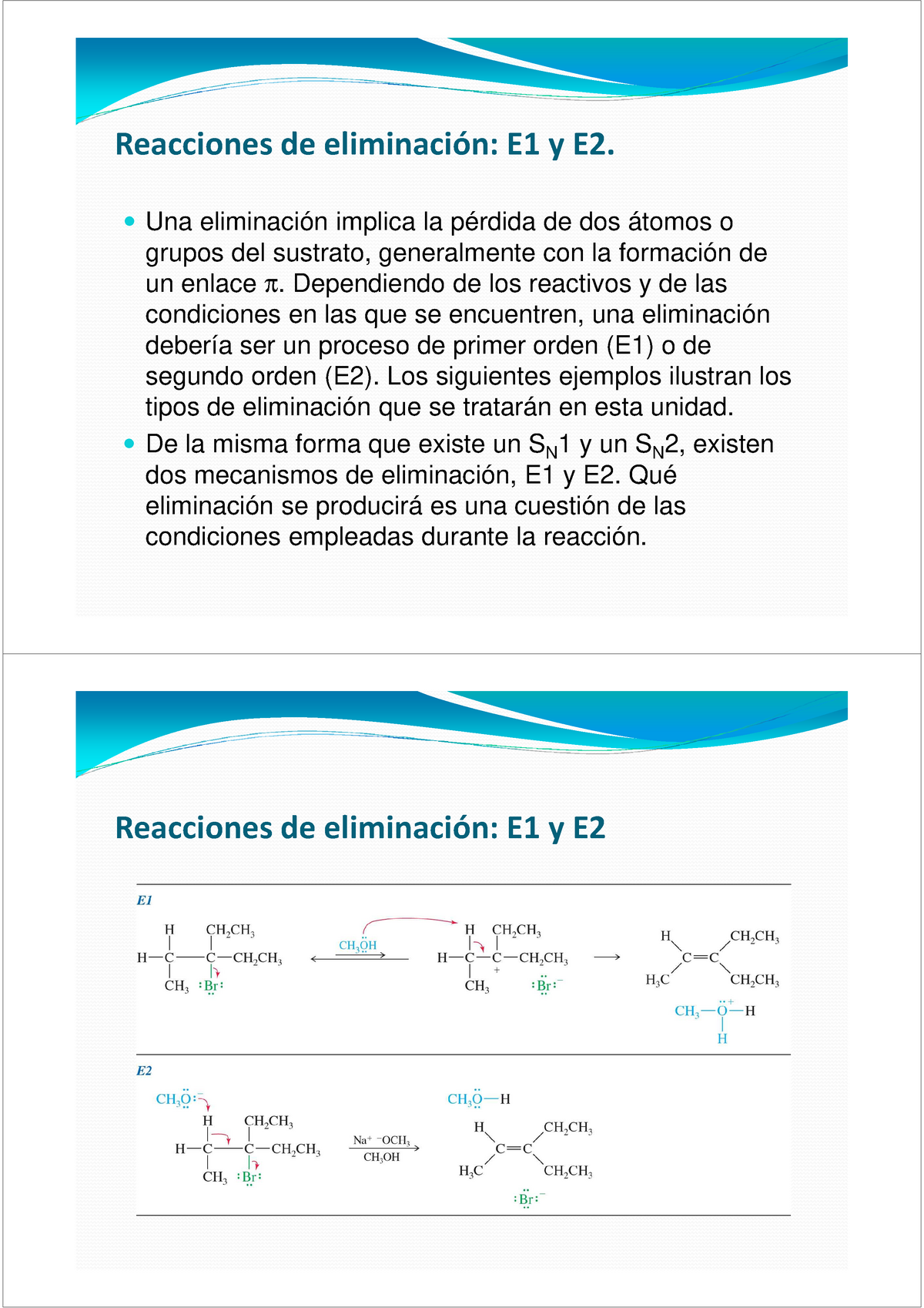 Mecanismos De Eliminacion Reacciones De Eliminación E1 Y E2 Una