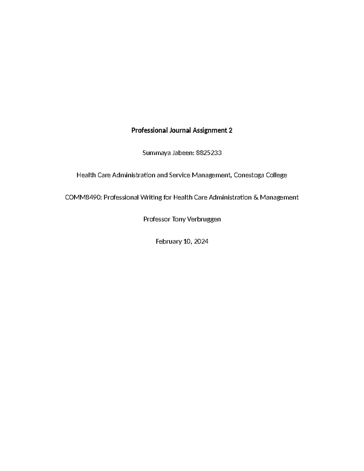 Professional Journal Assignment 1 - I found it beneficial and easily ...