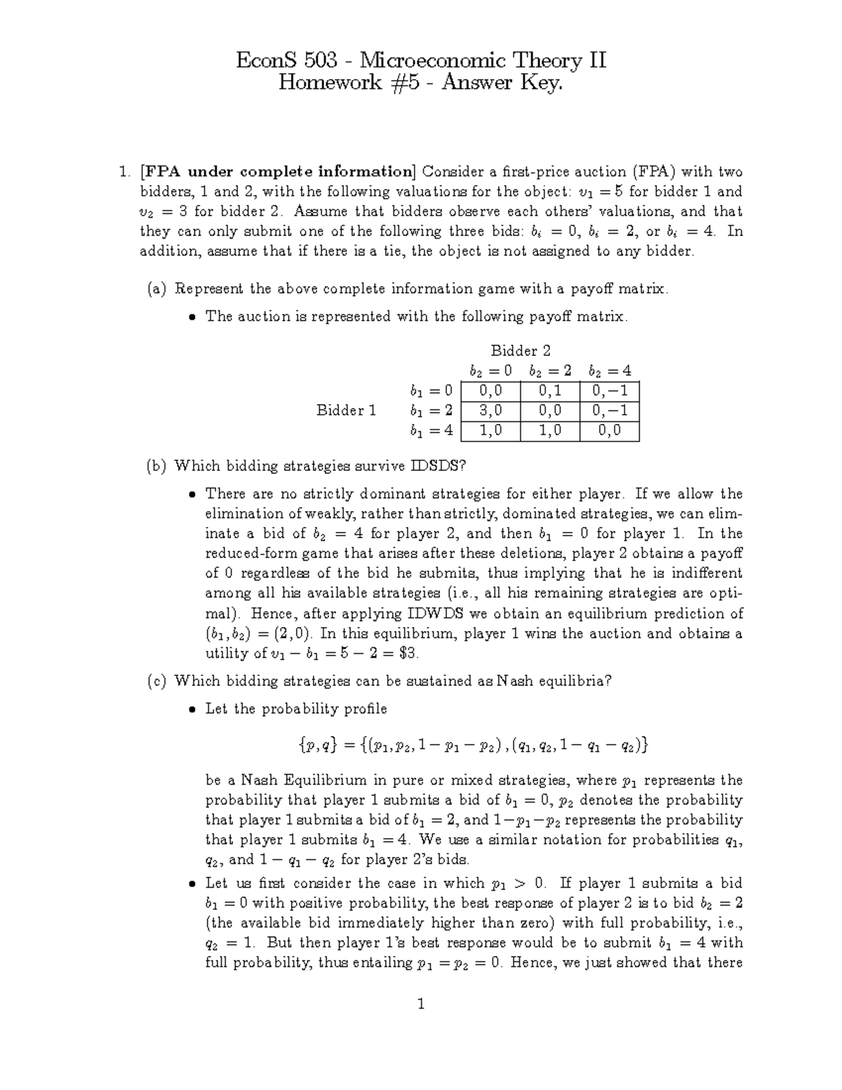 Homework 5 questions and answers spring 2016 - EconS 503 Microeconomic ...