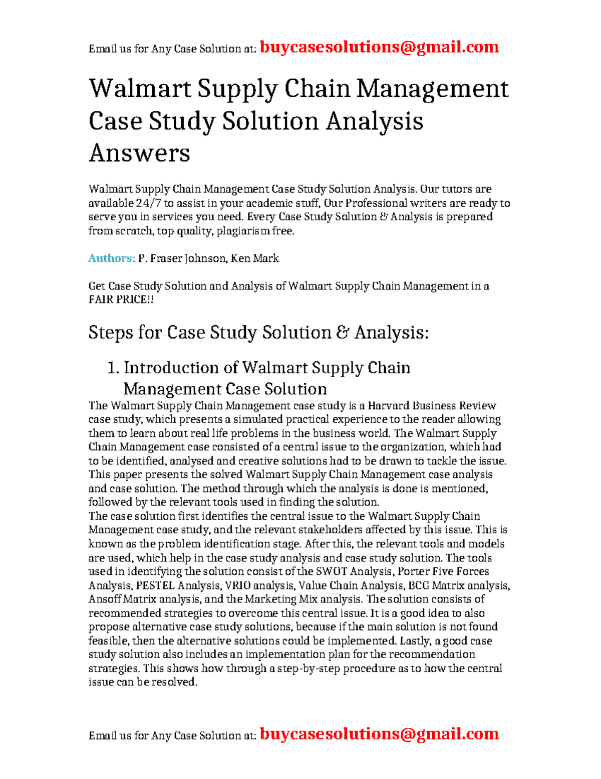 walmart supply chain management case study solution