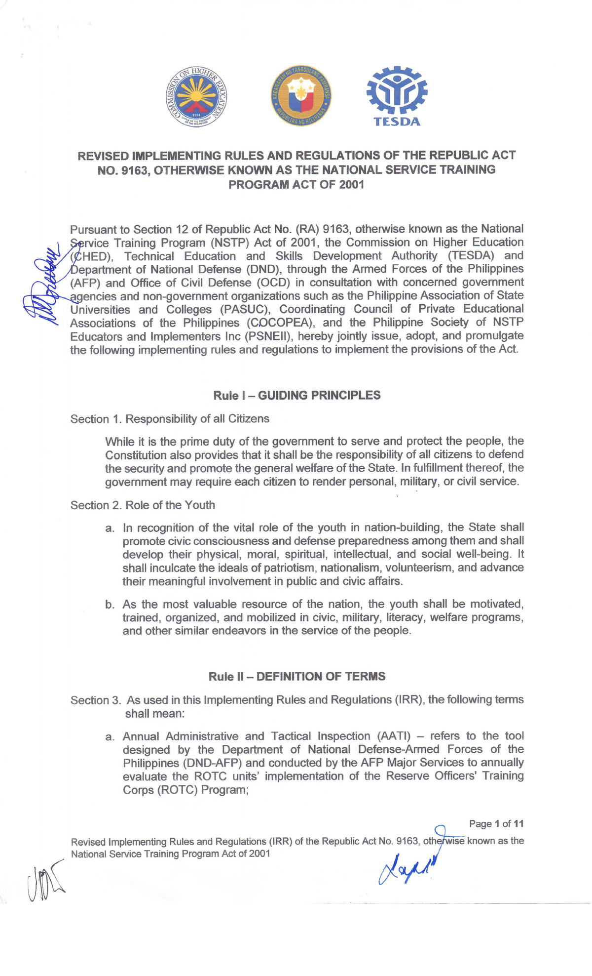 Revised IRR, NSTP Program Act Of 2001 - REVISED IMPLEMENTING RULES AND ...