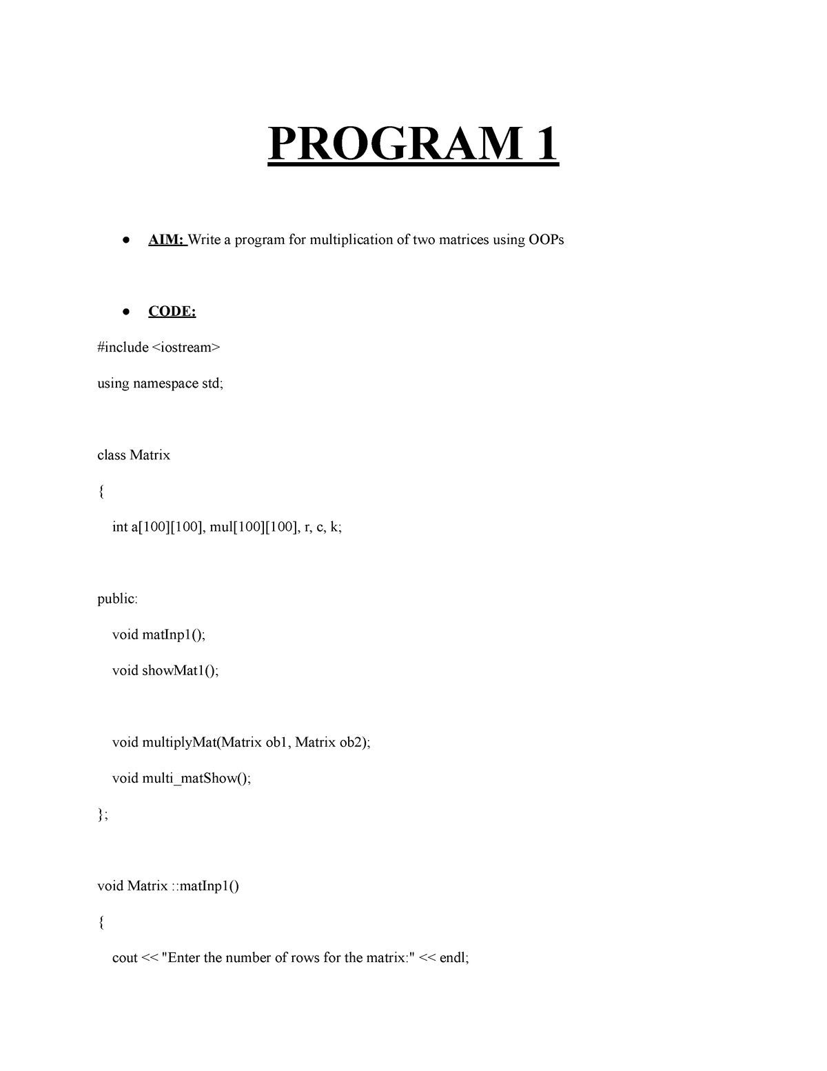 oops-practical-file-program-1-aim-write-a-program-for-multiplication