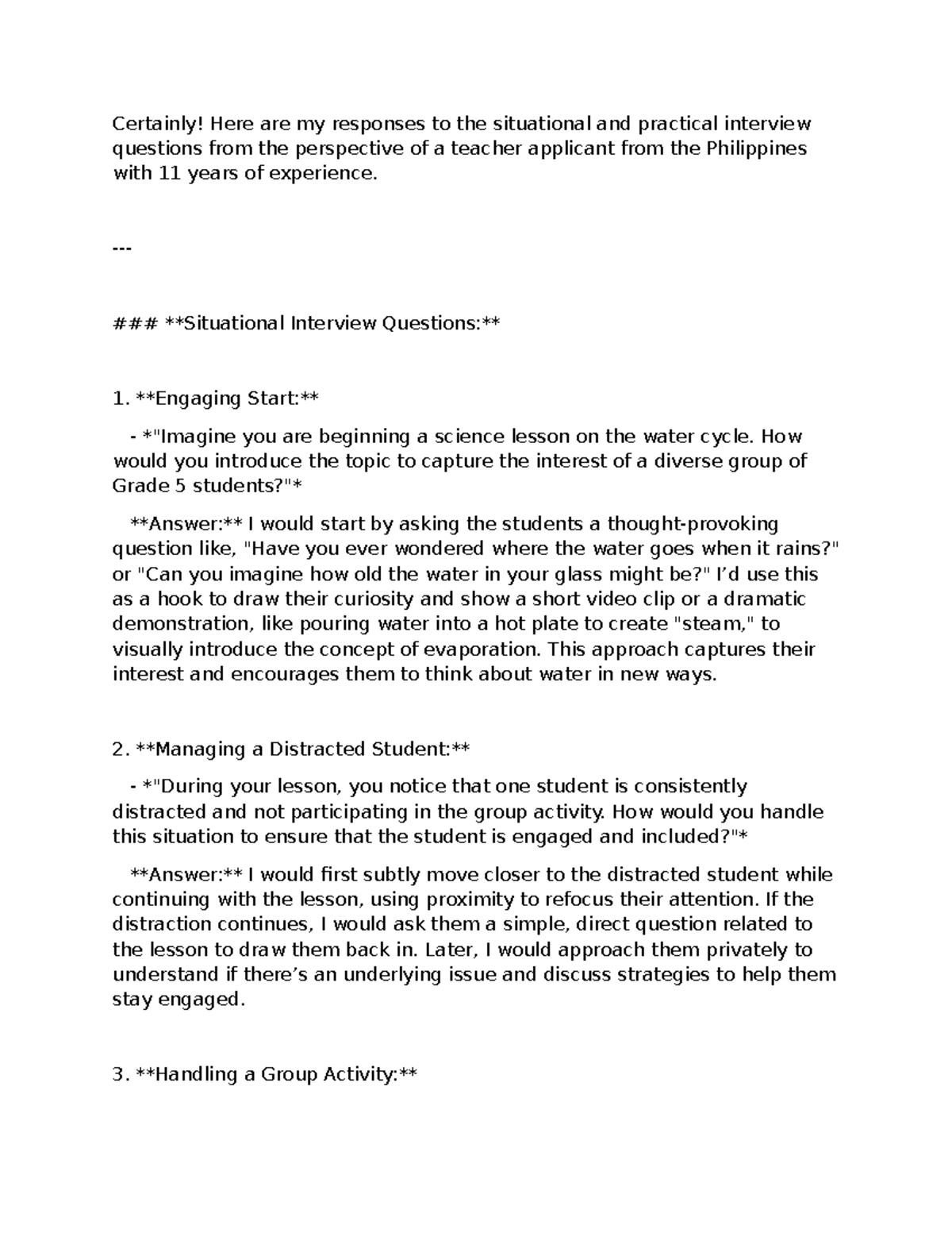 PL interview 2 - Pl L - Certainly! Here are my responses to the ...