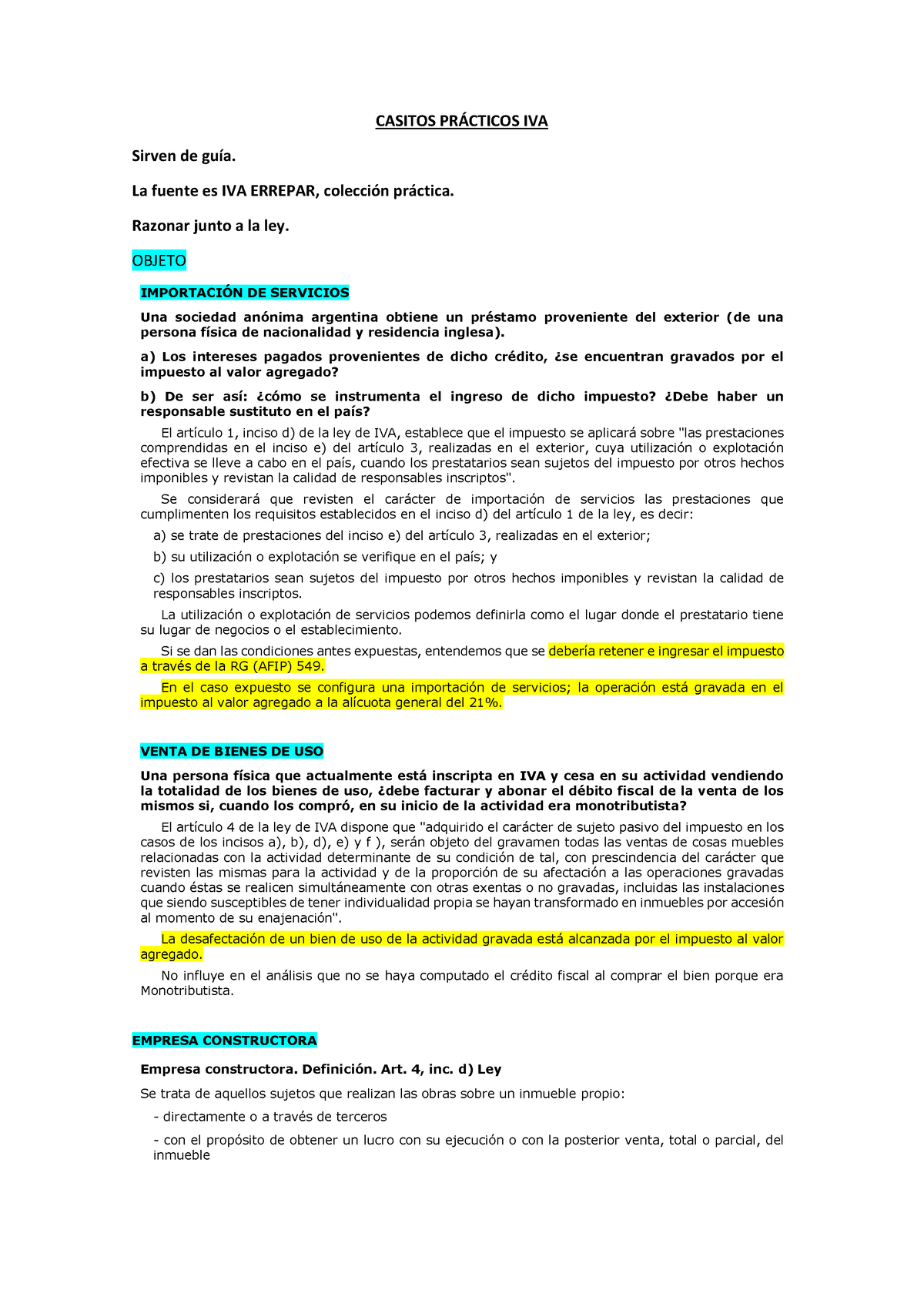 Casitos Prácticos IVA - PRACTICA IVA - CASITOS PR¡CTICOS IVA Sirven De ...