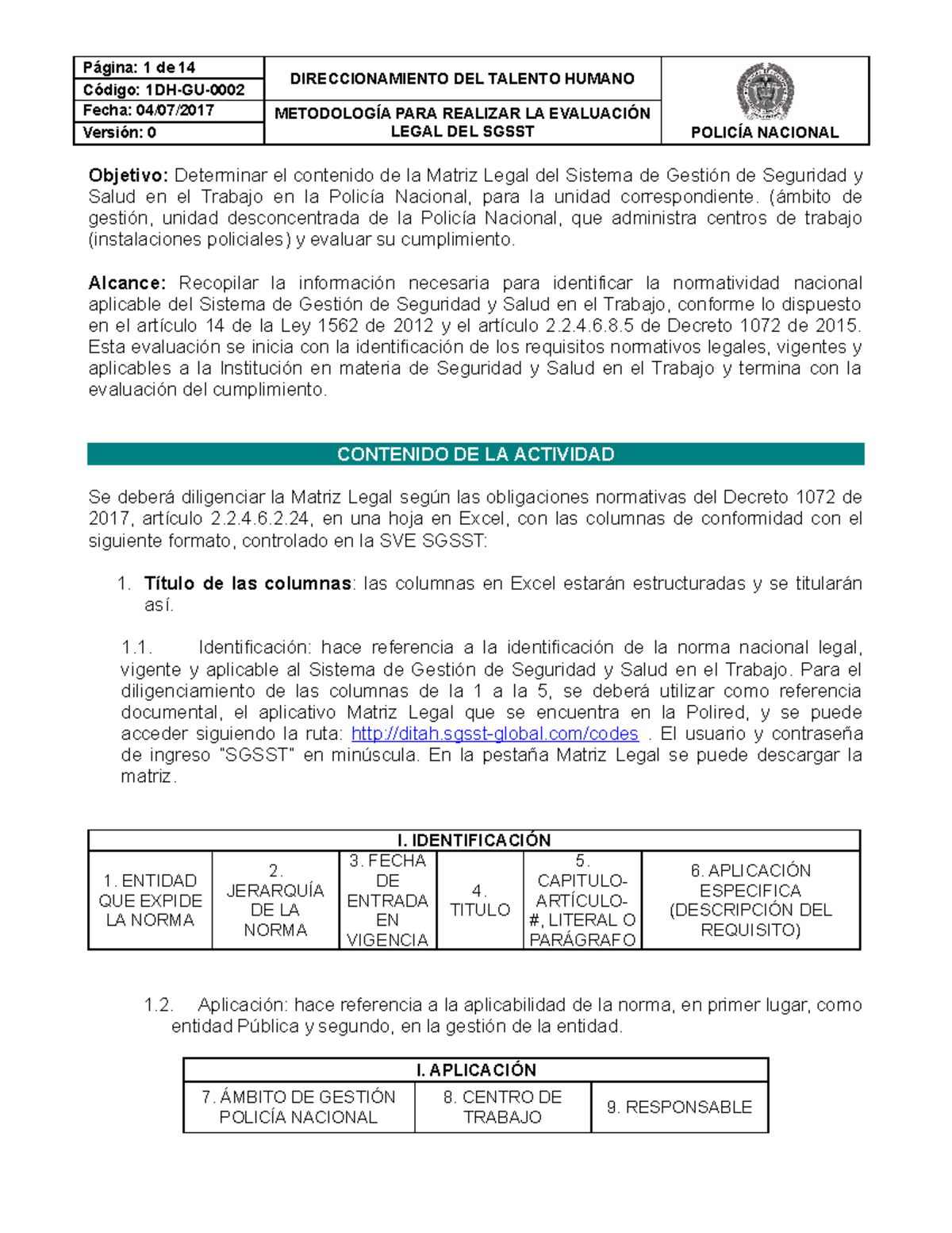 1DH-GU-0002 Metodología PARA Realizar LA Evaluación Legal DEL Sgsst ...