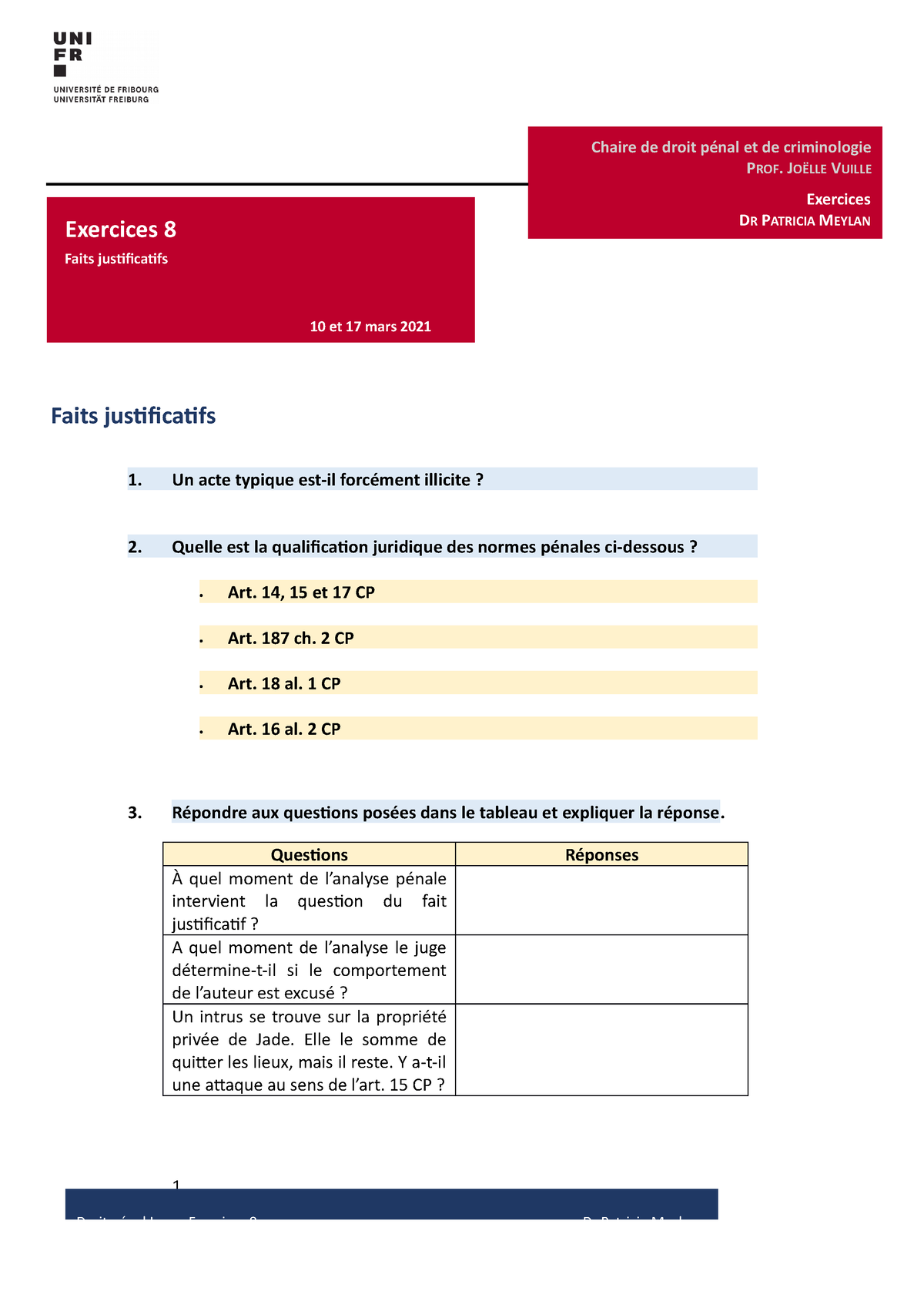 Exercices 8 SP 22 Questions Droit Public Fondamentaux - Faits ...