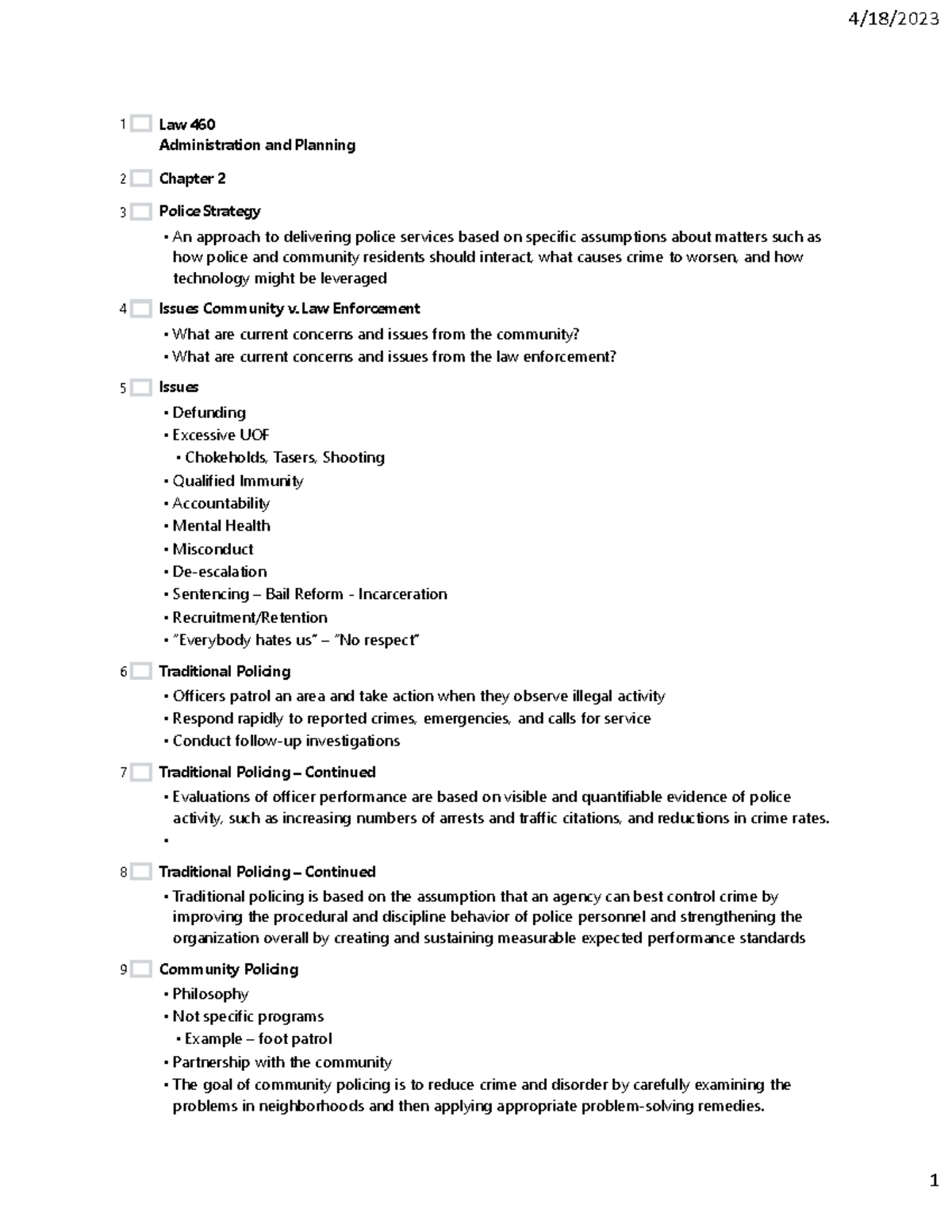 Crj 460 chapter 2 notes - 4/18/ 1 Law 460 Administration and Planning ...