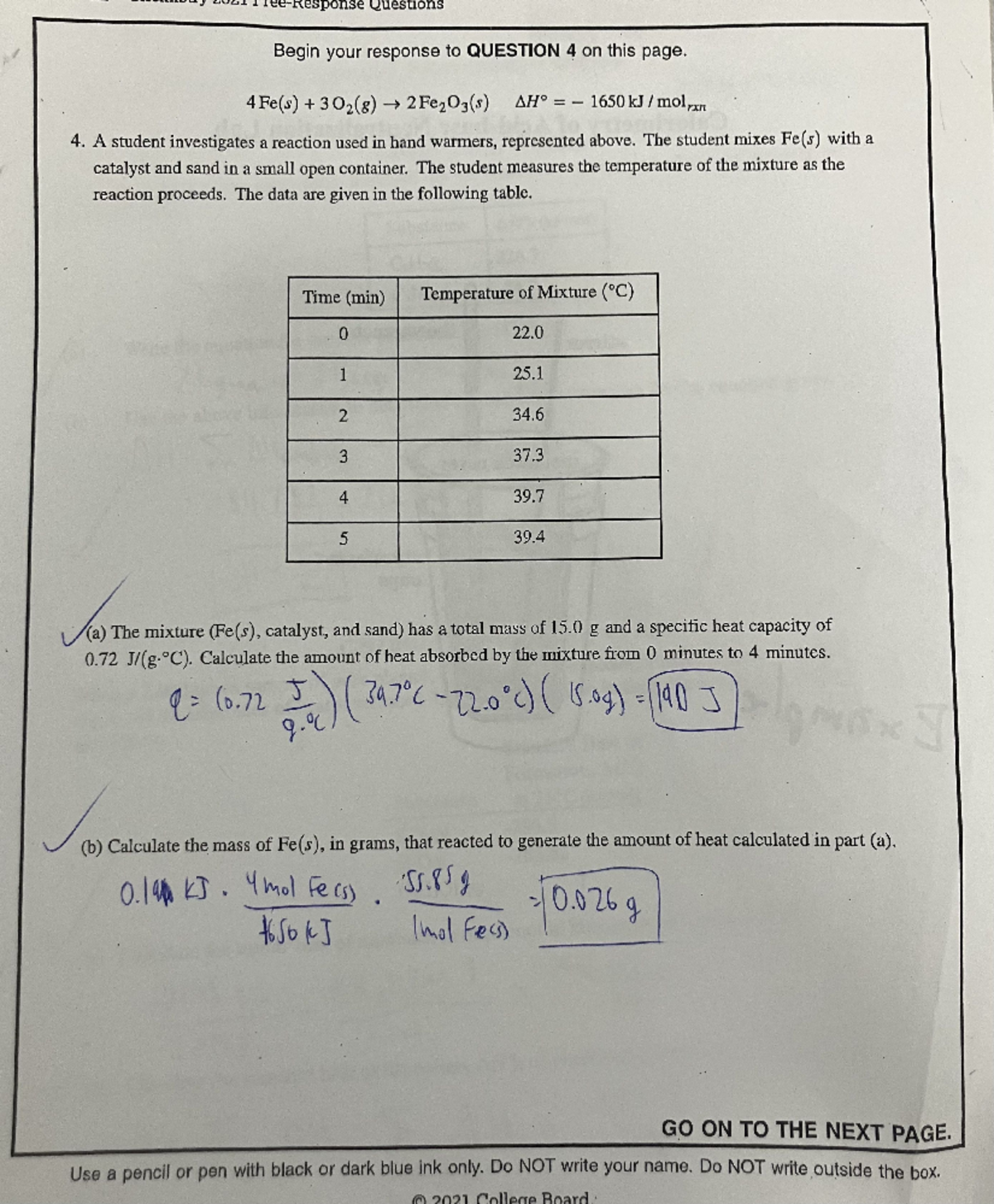 Iron Calorimetry Free Response CHEM 1300 Studocu