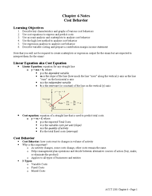 22a Ch01 Student - notes - Chapter 1 Notes Introduction to Managerial ...