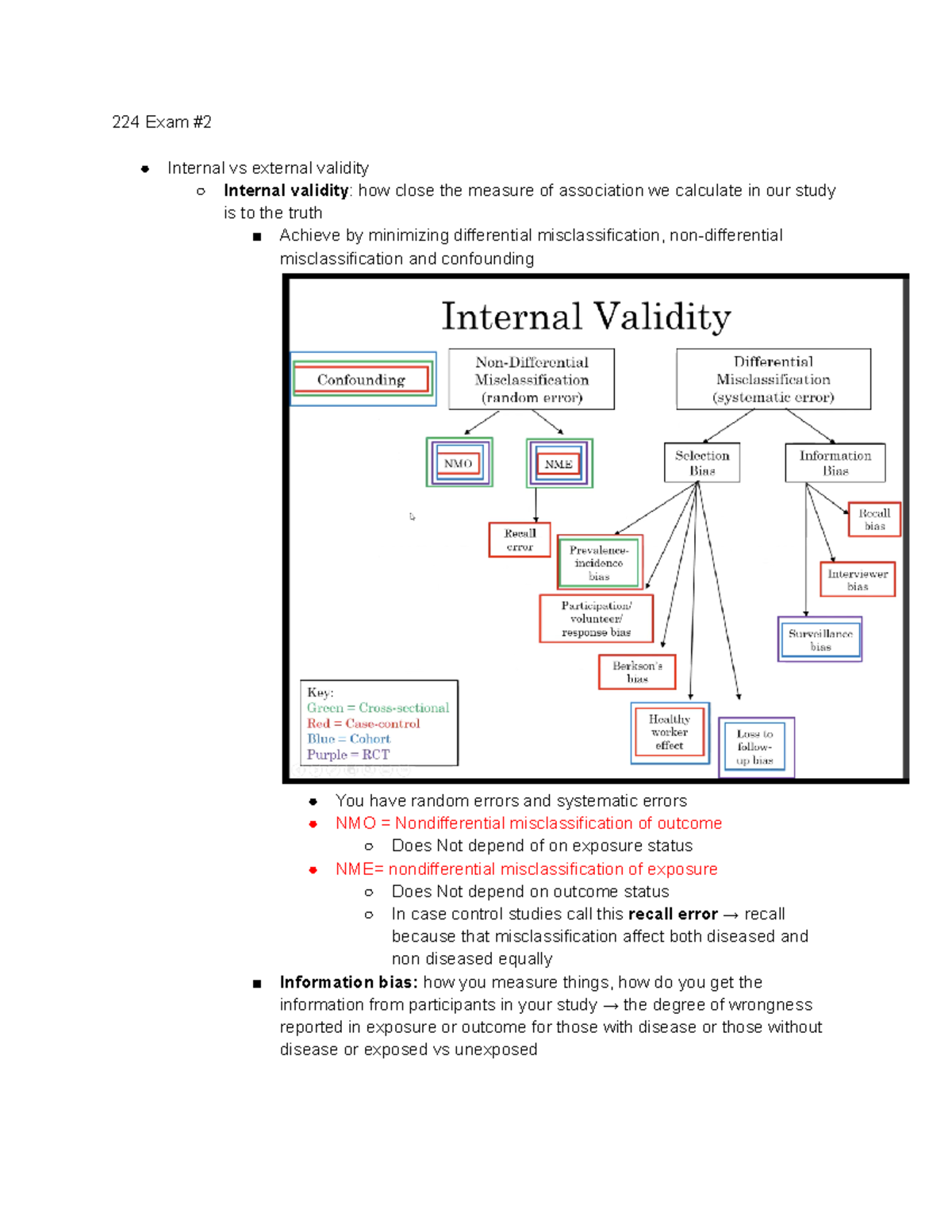224 Exam #2 study guide - 224 Exam # Internal vs external validity ...