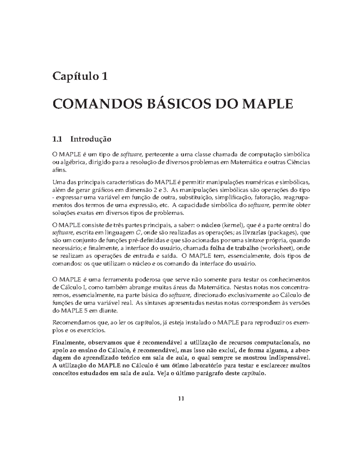 Documentação Software Maple - Capítulo 1 COMANDOS BÁSICOS DO MAPLE 1 ...