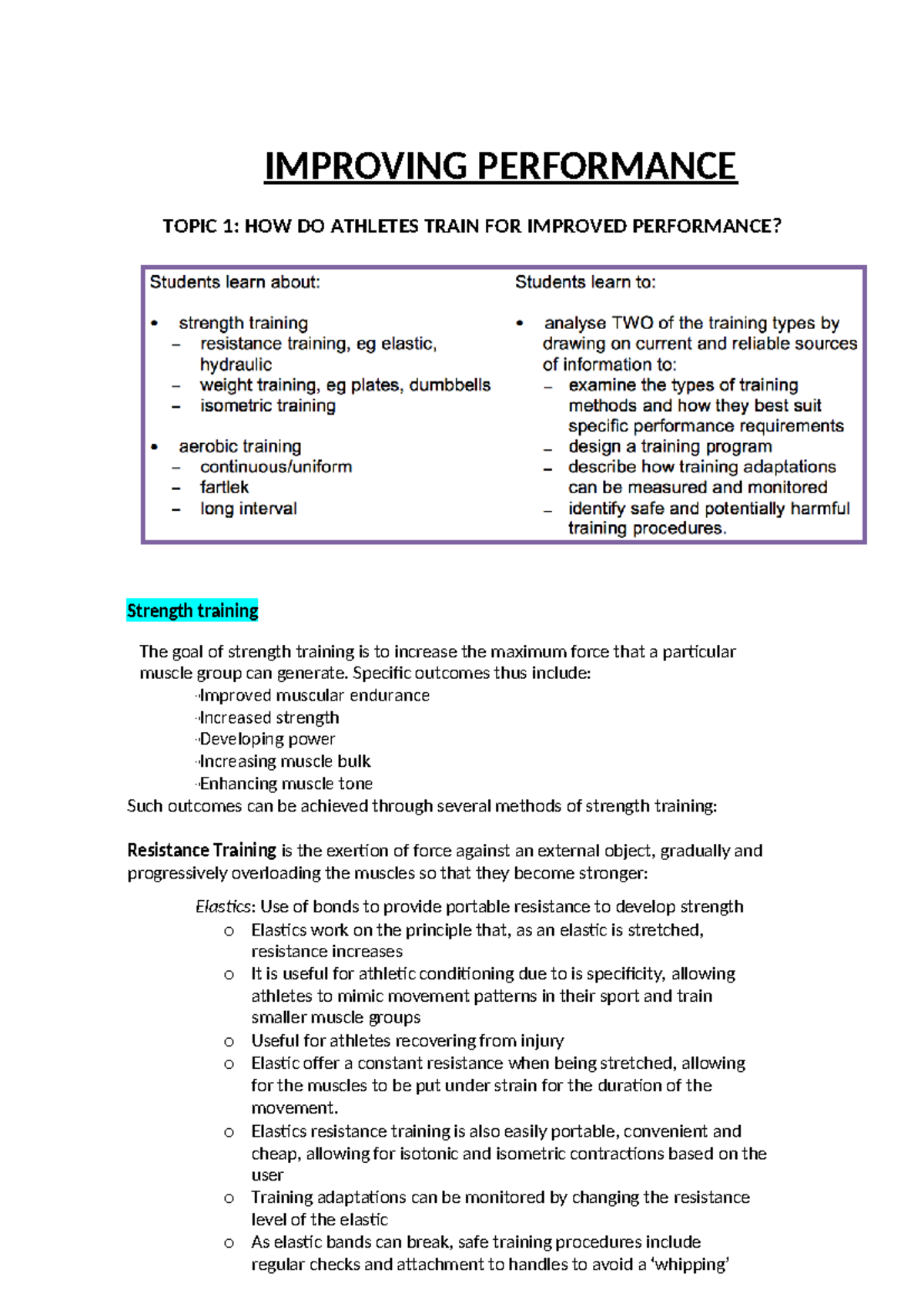 6712my notesdocx - Improving performance - IMPROVING PERFORMANCE TOPIC ...