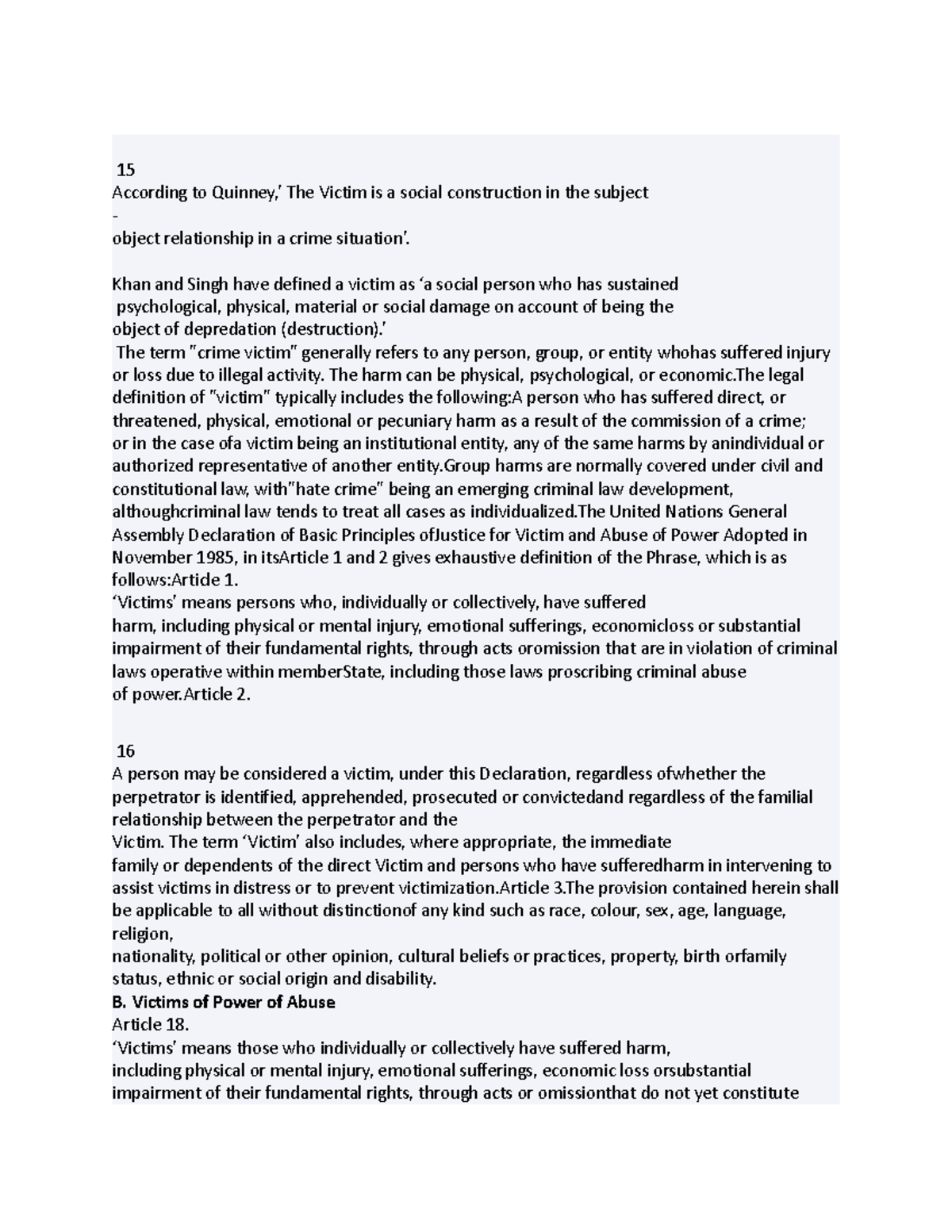 Victimology - 15 According to Quinney,’ The Victim is a social ...