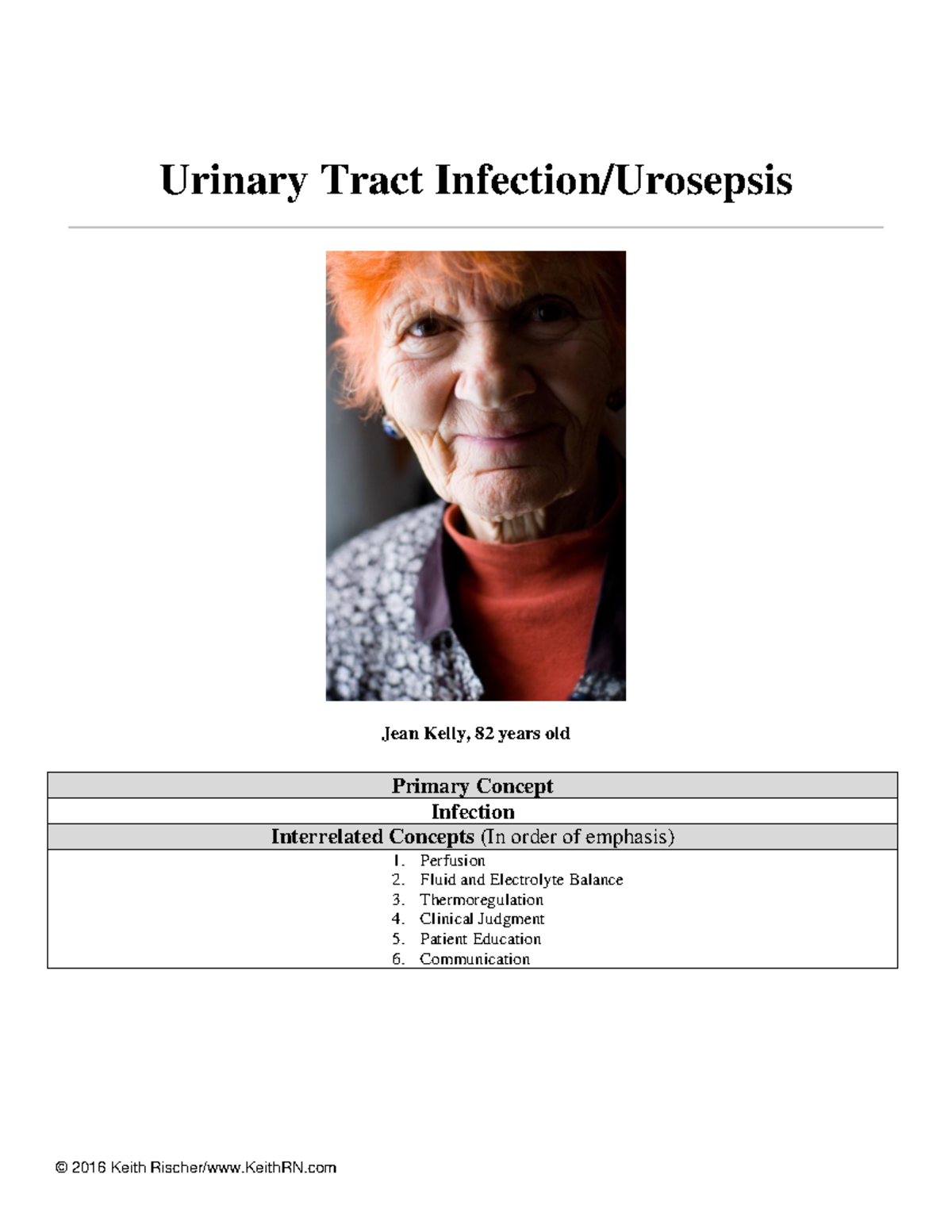 Keith Rn Sepsis (Unfolding Case Study) Urinary Tract Infection