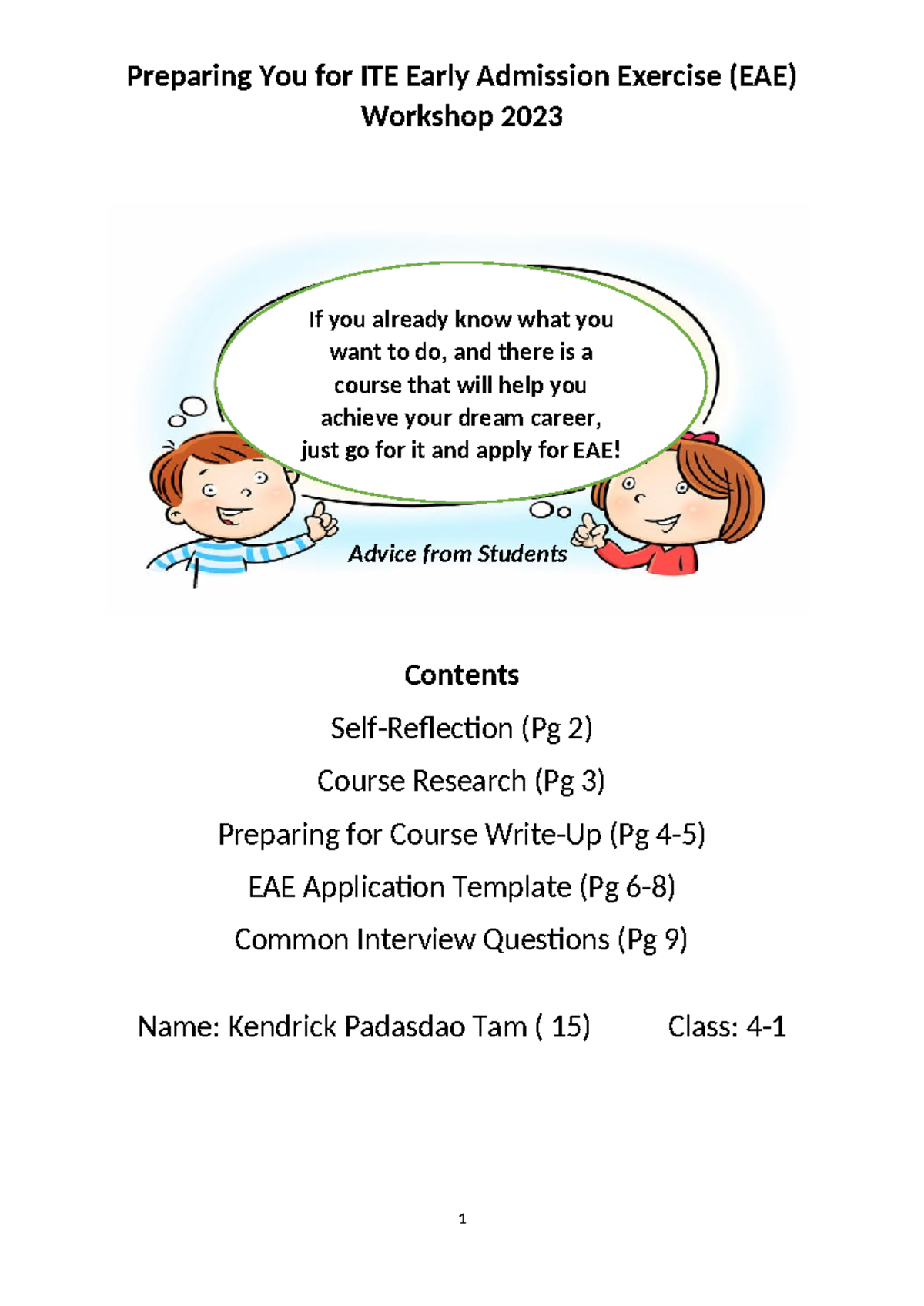 Preparing You for ITE Early Admission Exercise 8Feb23 2 - Preparing You ...