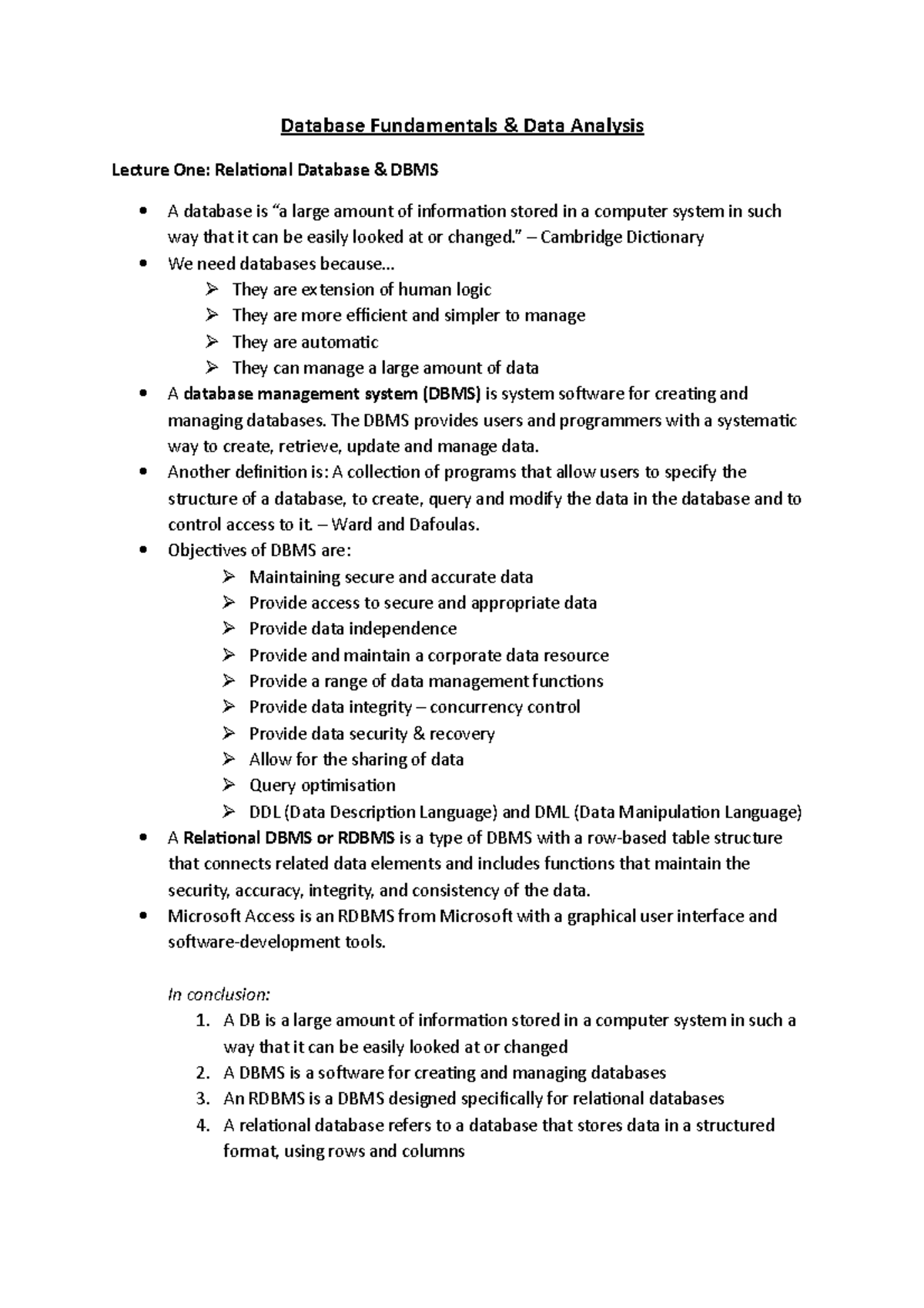 Database Fundamentals & Data Analysis - Database Fundamentals & Data ...