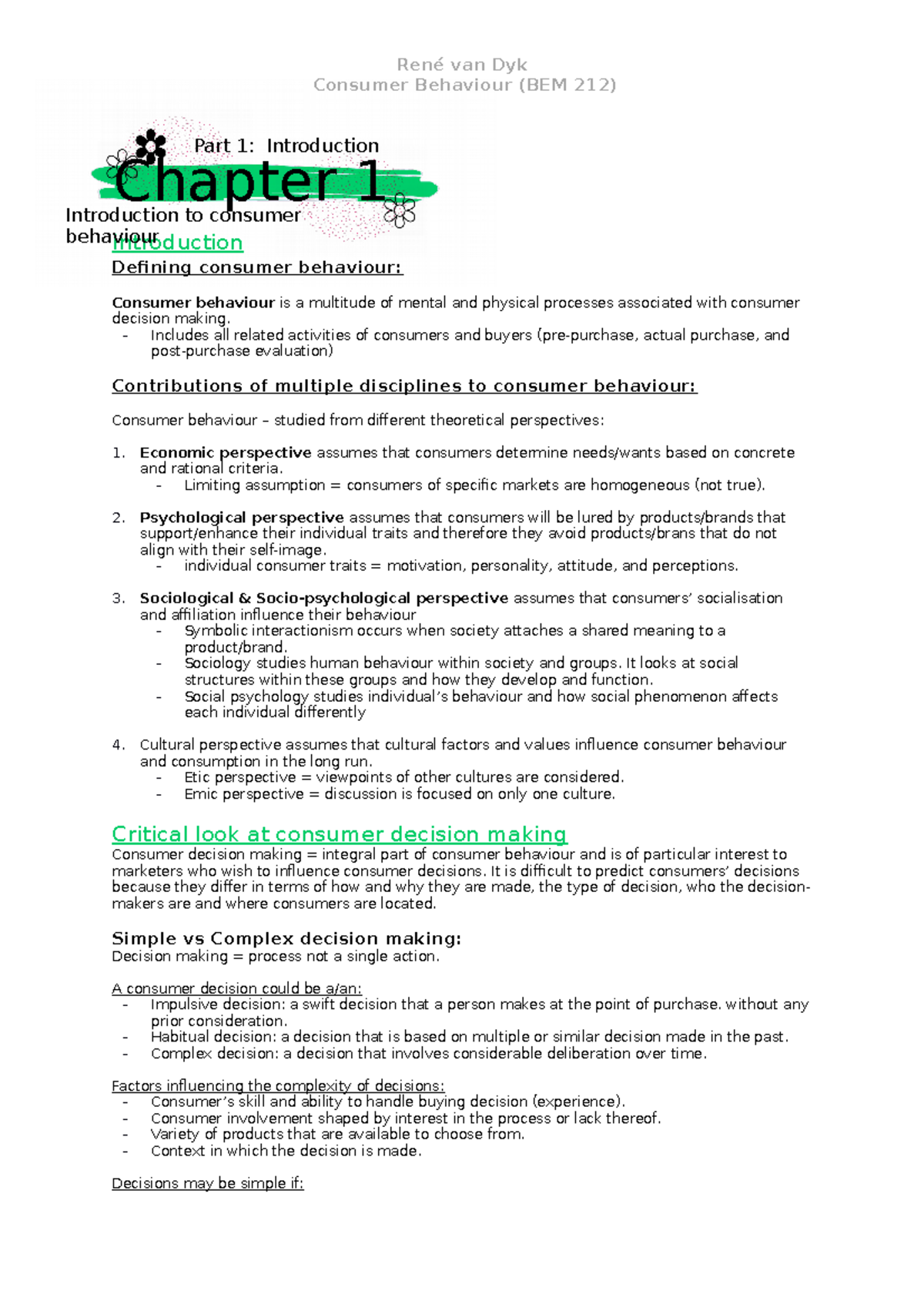 Chapter 1 Consumer Behaviour Bem 212 Introduction Defining Consumer Chapter 1 Consumer Behaviour Bem 212 Introduction Defining Consumer