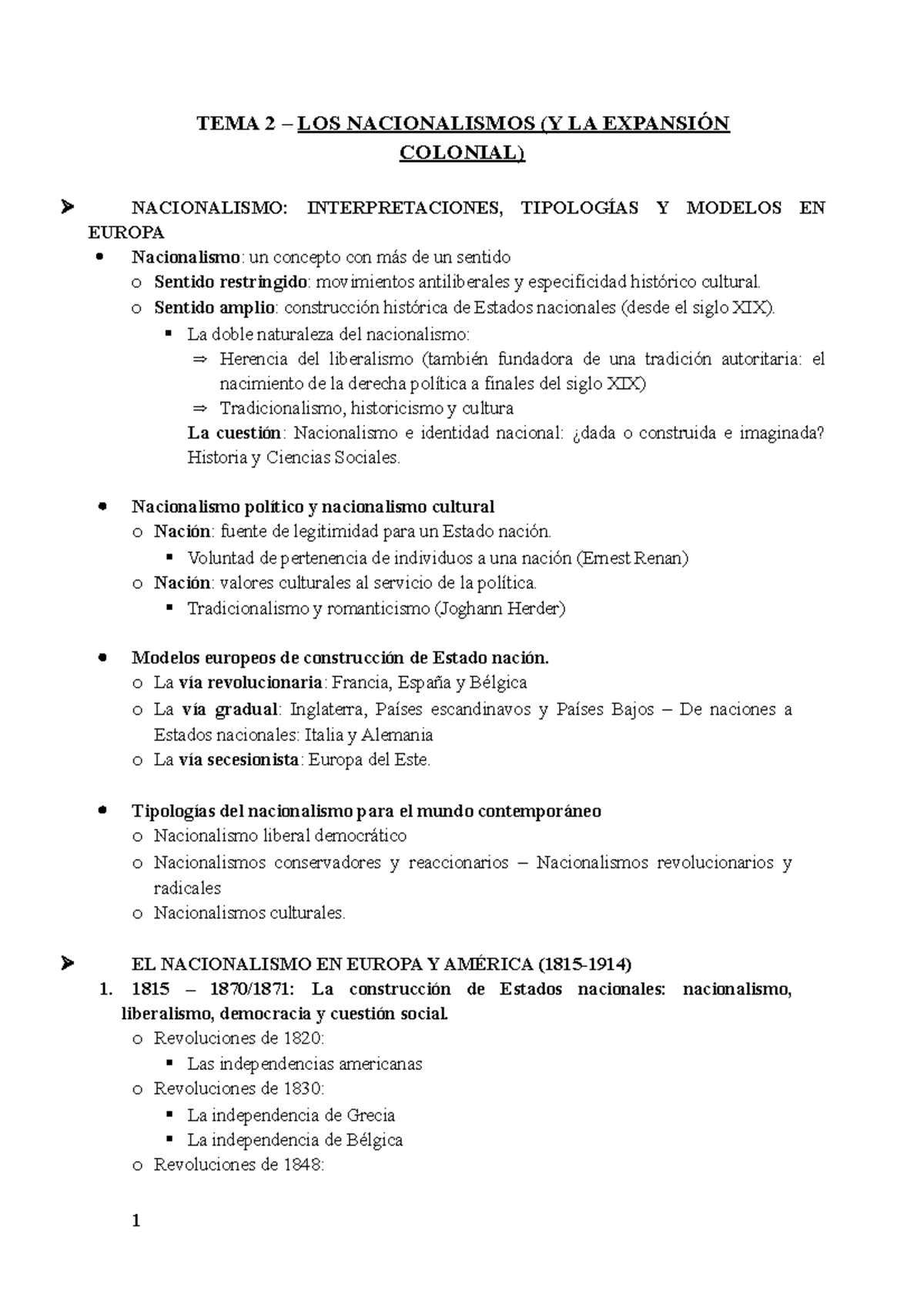 TEMA 2 - LOS NACIONALISMOS - TEMA 2 – LOS NACIONALISMOS (Y LA EXPANSIÓN ...