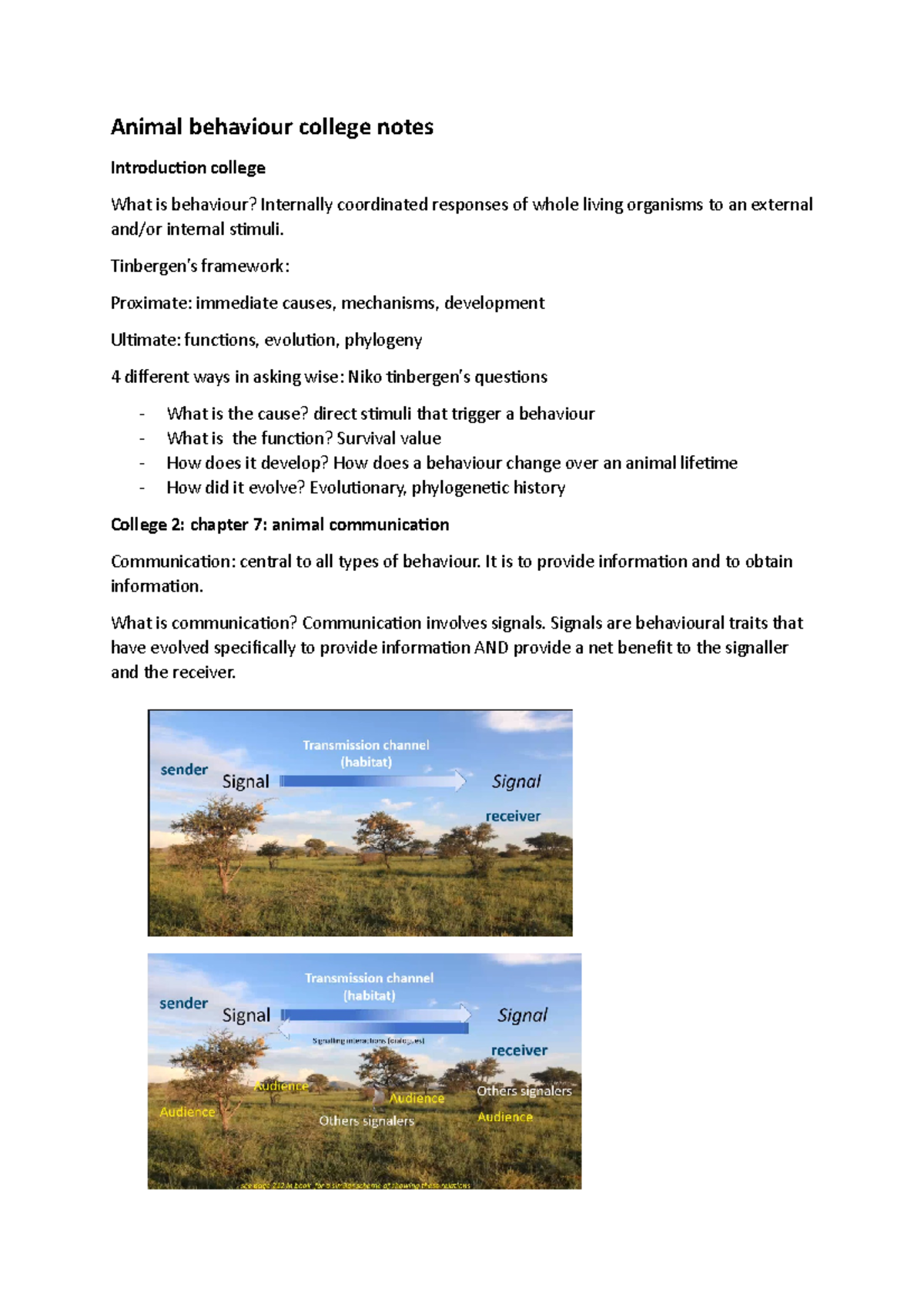 Animal behaviour college notes Animal behaviour college notes