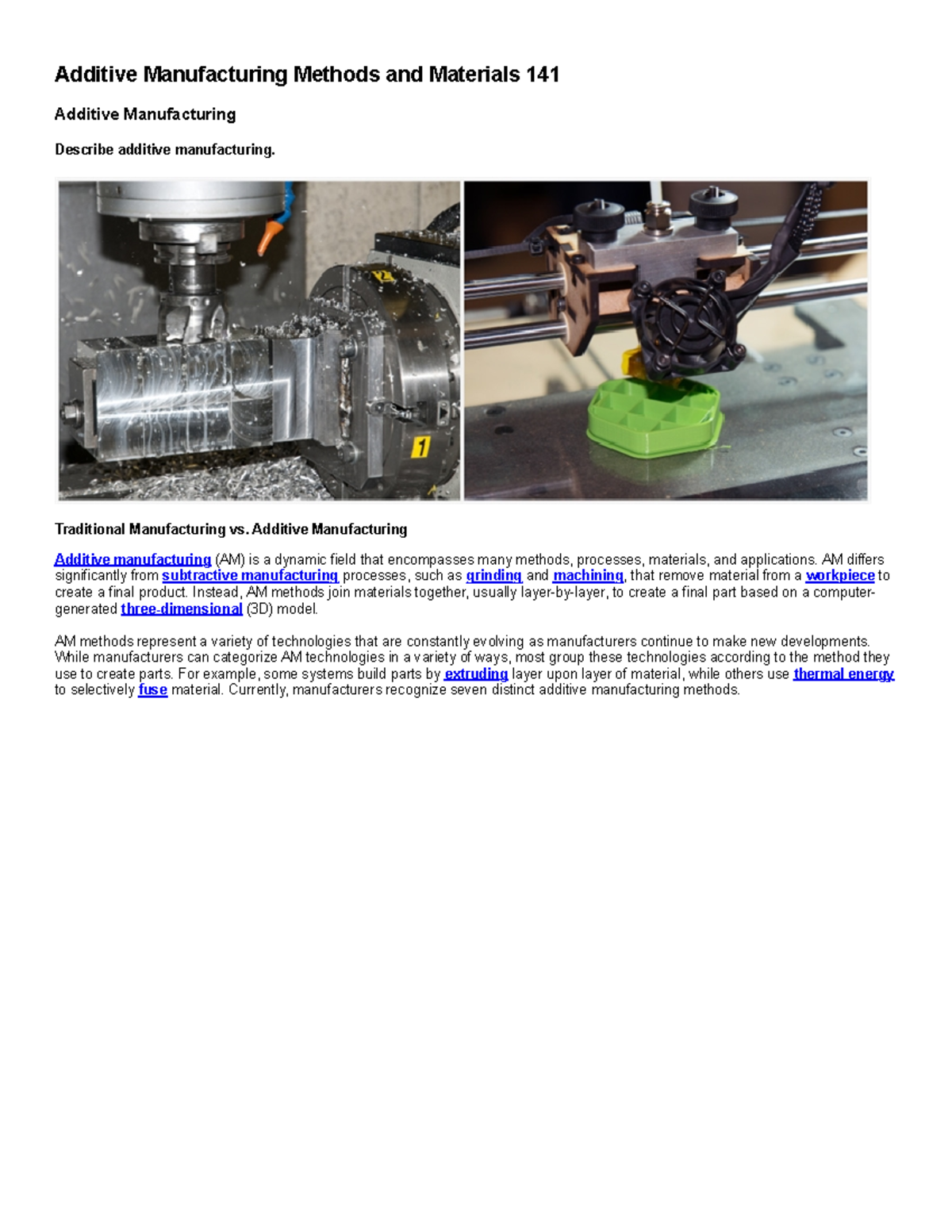 Additive Manufacturing Methods And Materials 141 - Traditional ...