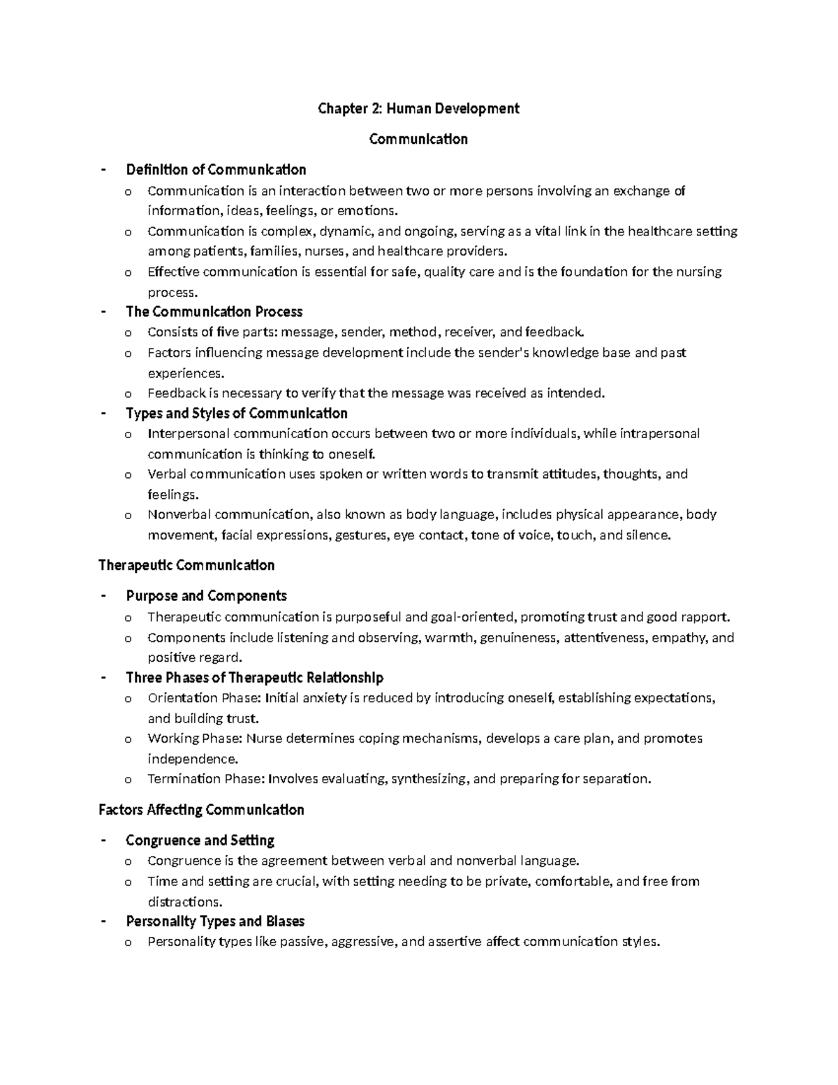 Chapter 2 - Communication - Chapter 2: Human Development Communication ...