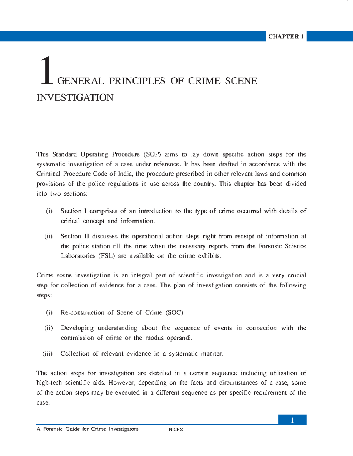 General principles related to crime scene investigation, - A Forensic ...