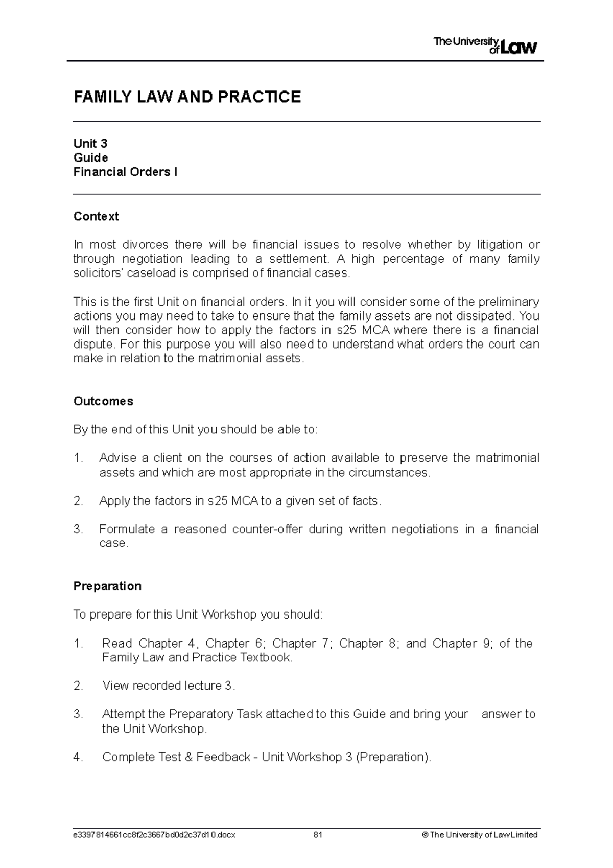 2223 fam ws03 ce01 guide - FAMILY LAW AND PRACTICE Unit 3 Guide ...