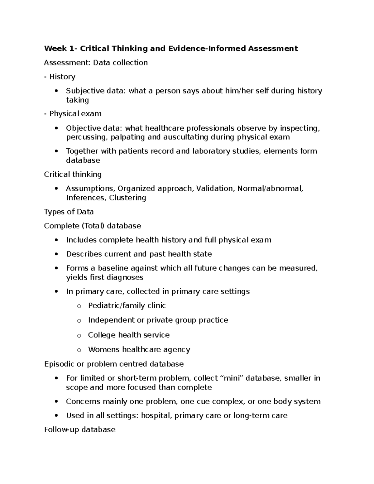 NURS 1068 TEST Reviews Combined - Week 1- Critical Thinking and ...