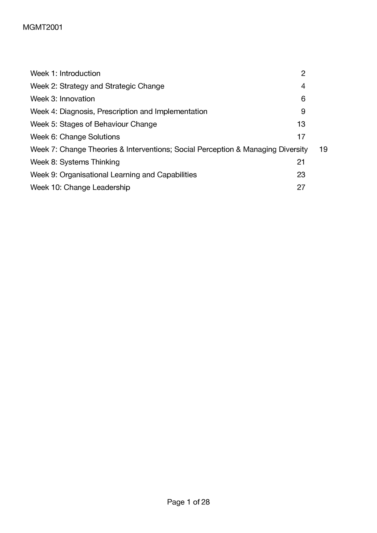 mgmt2001 start up business planning