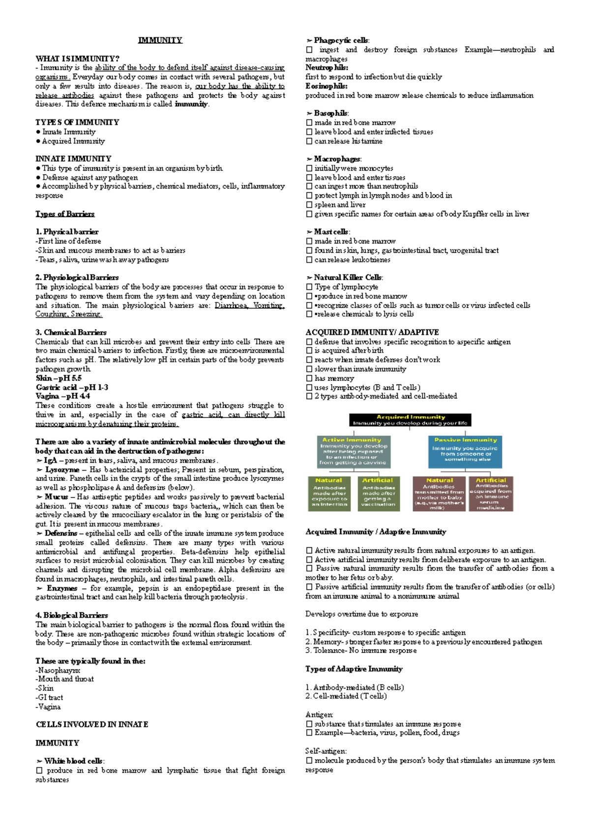Immunity - My personal note - IMMUNITY WHAT IS IMMUNITY? Immunity is ...