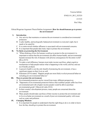 Proposal Classical Argument Thesis Outline - ENGL 101 - Kendra Toot ...