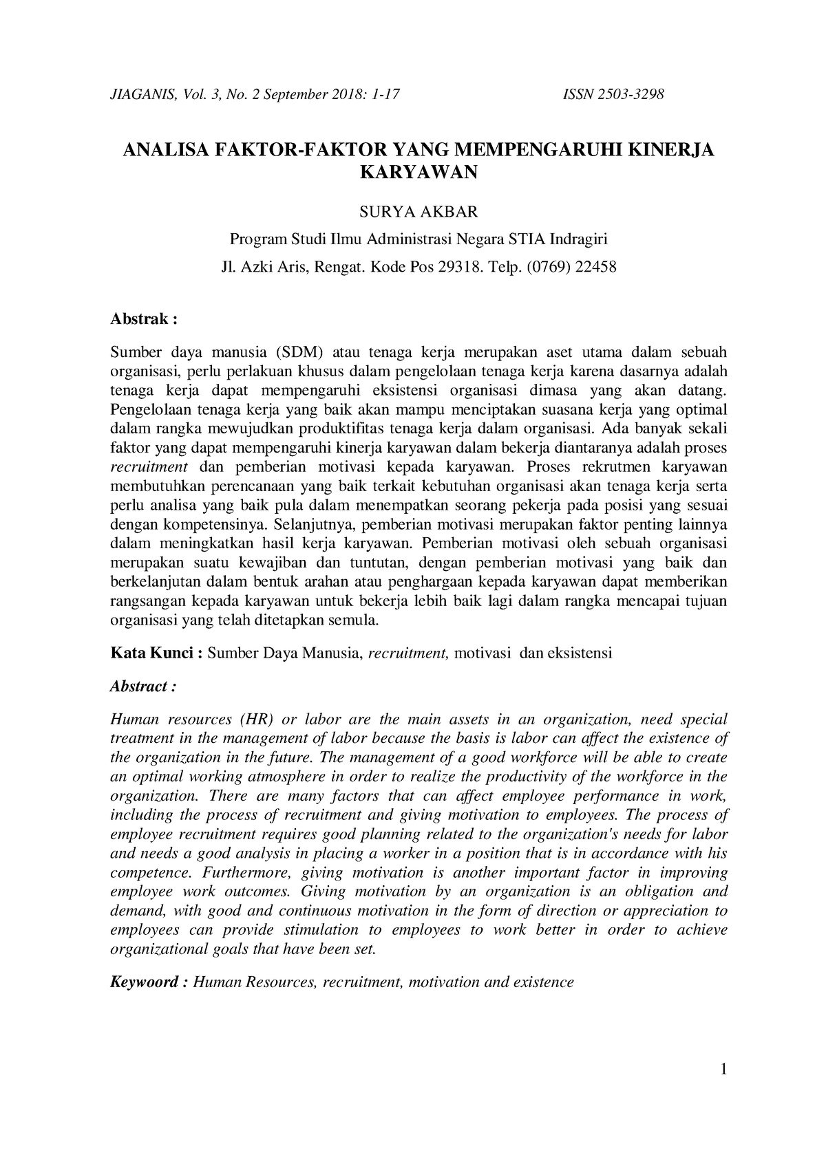 1-17 Faktor Yang Mempengaruhi Kinerja Anggota Organisasi - ANALISA ...