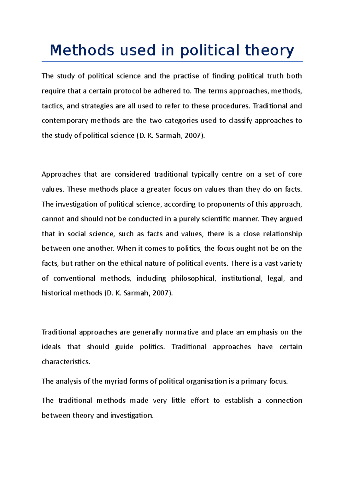 Methods used in political theory - The terms approaches, methods ...