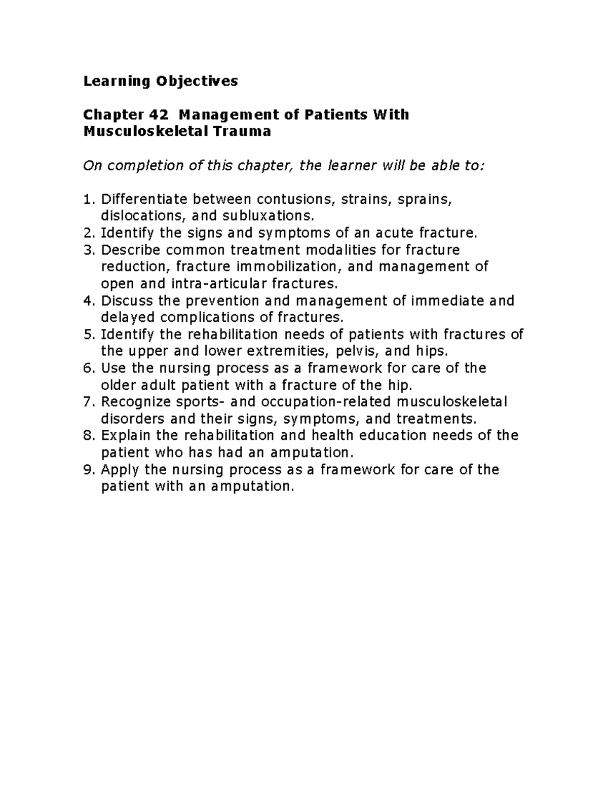 LO Chapter 42Learning objectives - Learning Objectives Chapter 42 ...