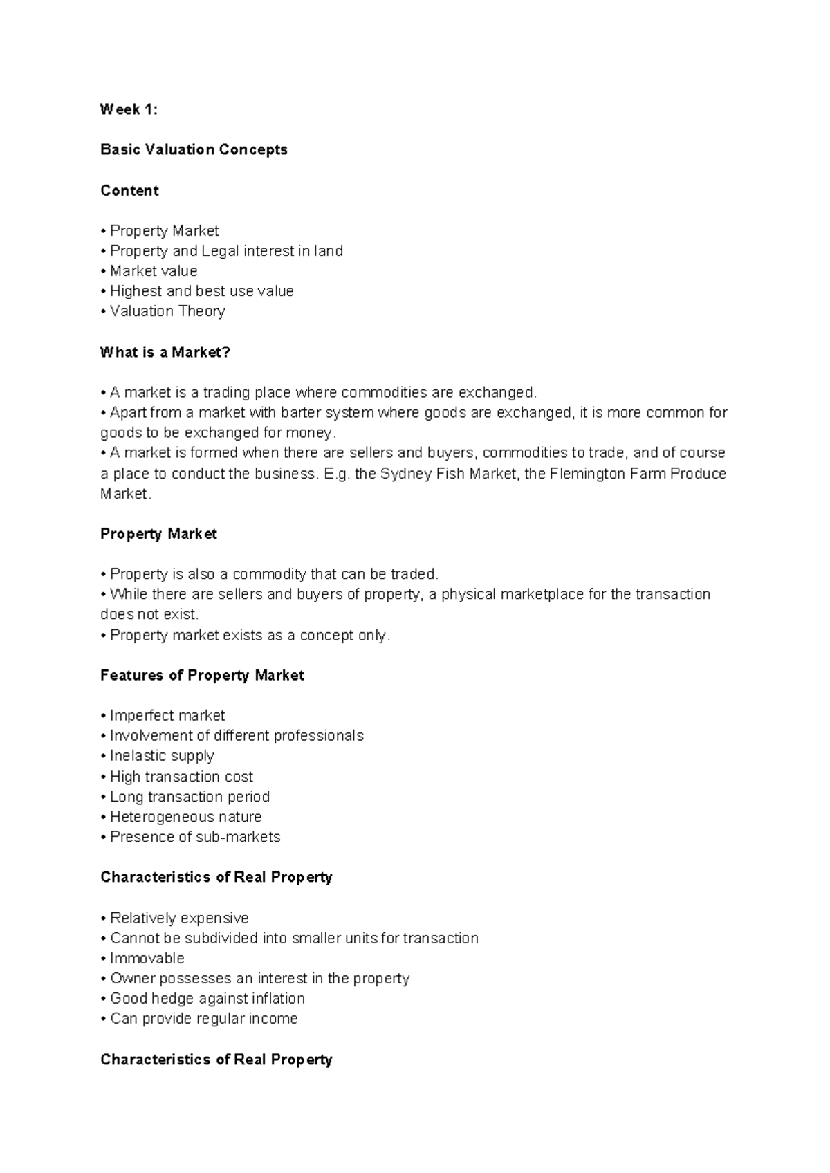 Principles Of Valuation - Week 1: Basic Valuation Concepts Content ...