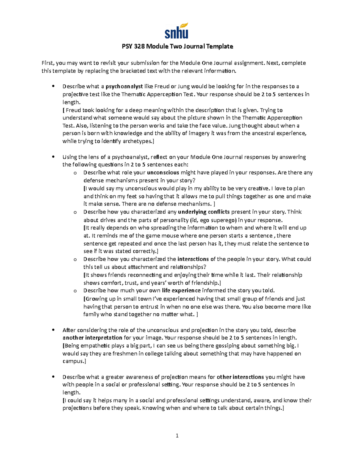 PSY 328 Module Two Journal Template - PSY 328 Module Two Journal ...