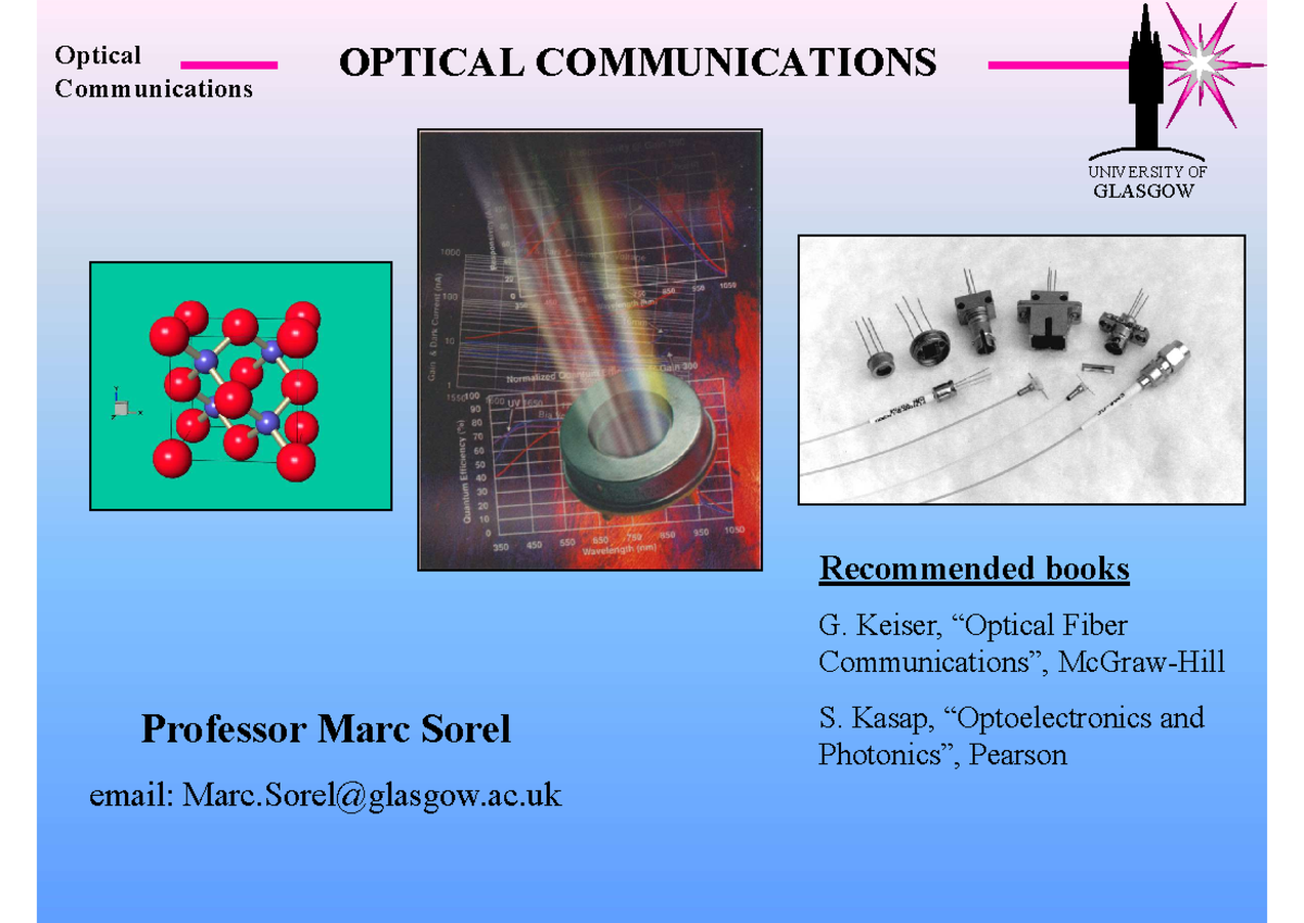 Photodetectors part 1 Laser devices and technology UNIV ERSITY OF