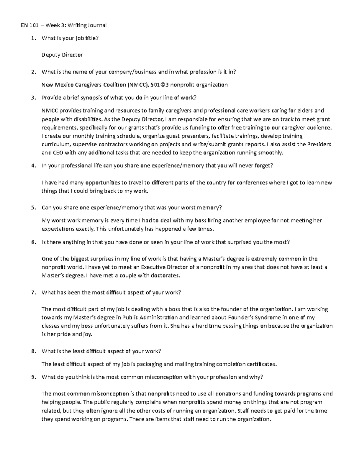 profile essay questions for students