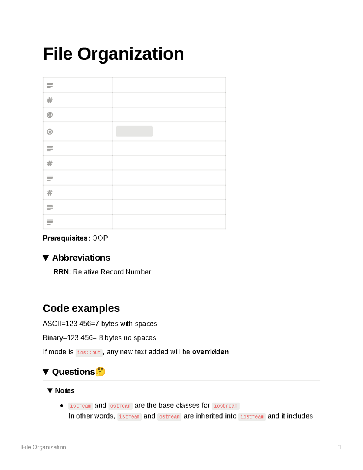 File Organization Notes File Organization Prerequisites OOP