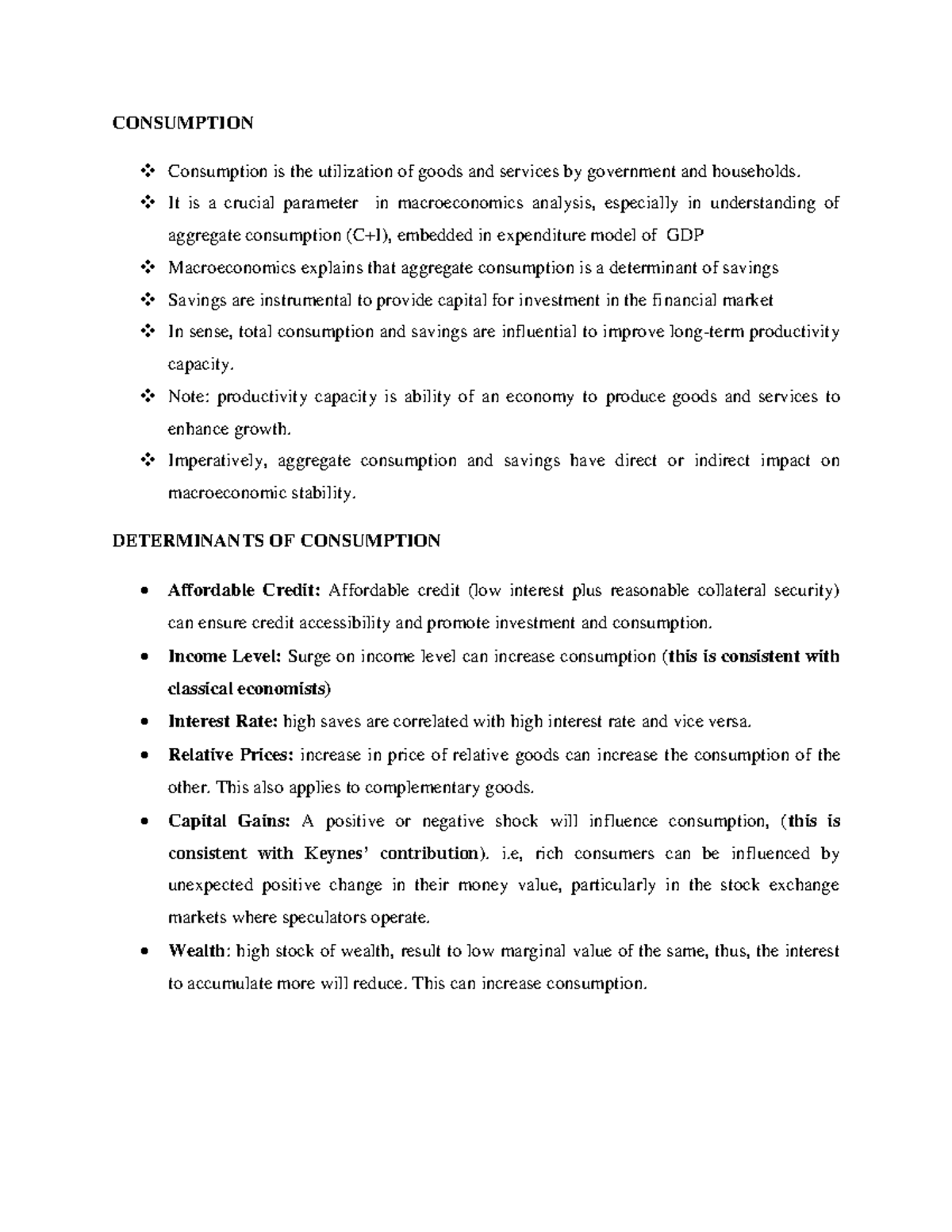 Consumption 2 - For study exam sessions. - CONSUMPTION Consumption is ...