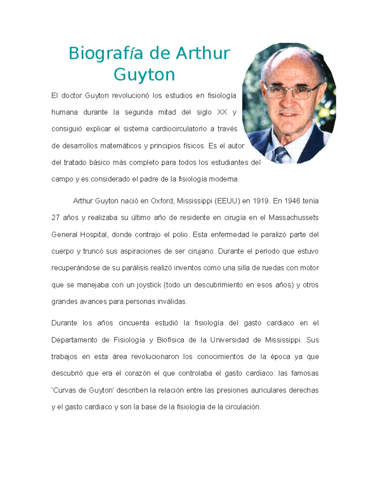 Biografía de Arthur Guyton y su vida con lo demas - Biograf í a de ...