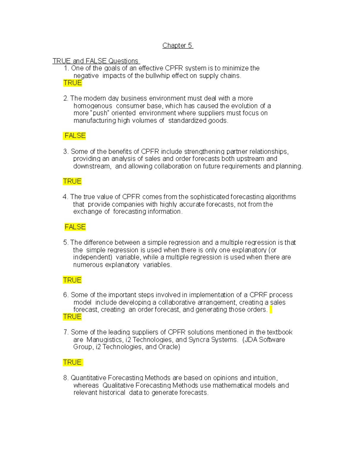 SCM Tutorial 5 true/false, objective and essay questions Essay