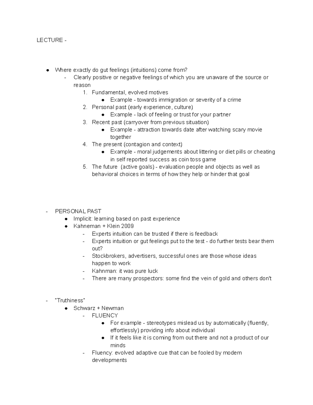 PSYC 315 - Lecture - LECTURE - Where exactly do gut feelings ...