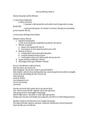 Intro to Ministry 3 - Dr. Basden class notes - Intro to Ministry II ...